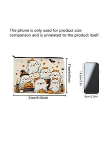 Festive Halloween Canvas Hand Bag, Versatile Organizer Pouch, Suitable As Pencil Case, Cosmetic Bag And Toiletry Bag - View 3