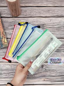 Clear Pen Bag 10 Pcs Mesh Zipper File Pouch Waterproof Travel Storage For School Supplies Tickets Cosmetics Stationery Back To School Student Backpack Must Have Smart Choice - A6 - View 1