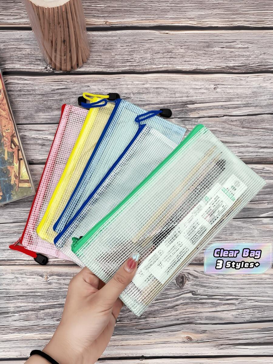 Clear Pen Bag 10 Pcs Mesh Zipper File Pouch Waterproof Travel Storage For School Supplies Tickets Cosmetics Stationery Back To School Student Backpack Must Have Smart Choice - A6 - View 1