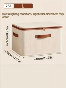 Foldable Linen Storage Box With Double Zippers & Faux‑Leather Handles, Large‑Capacity Lidded Under‑Bed Storage Basket For Clothes, Bed Sheets, Moving, Ideal For Bedroom, Dorm, Study, Wardrobe, Laundry & Under‑Bed Organization - View 8