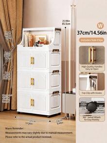 1pc Multi-Layer Foldable Storage Cabinet, Household Simple Foldable Plastic Cabinet, Large Capacity For Snacks, Sundries, Clothes, Toys - White - View 11