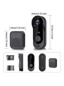 Smart Wireless Video Doorbell Camera,Night Vision Real‑Time Alert,Voice Changer,Photo & Video Recording,Two‑Way Audio Intercom Security Doorbell Cam - Black - View 9