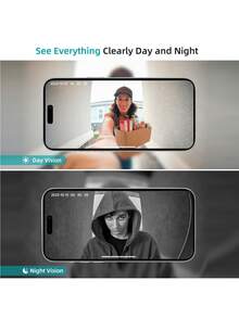 Smart Wireless Video Doorbell Camera,Night Vision Real‑Time Alert,Voice Changer,Photo & Video Recording,Two‑Way Audio Intercom Security Doorbell Cam - Black - View 5