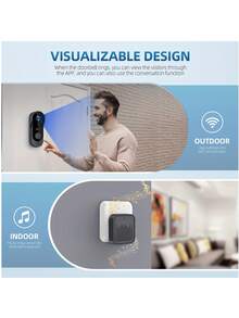 Smart Wireless Video Doorbell Camera,Night Vision Real‑Time Alert,Voice Changer,Photo & Video Recording,Two‑Way Audio Intercom Security Doorbell Cam - Black - View 6