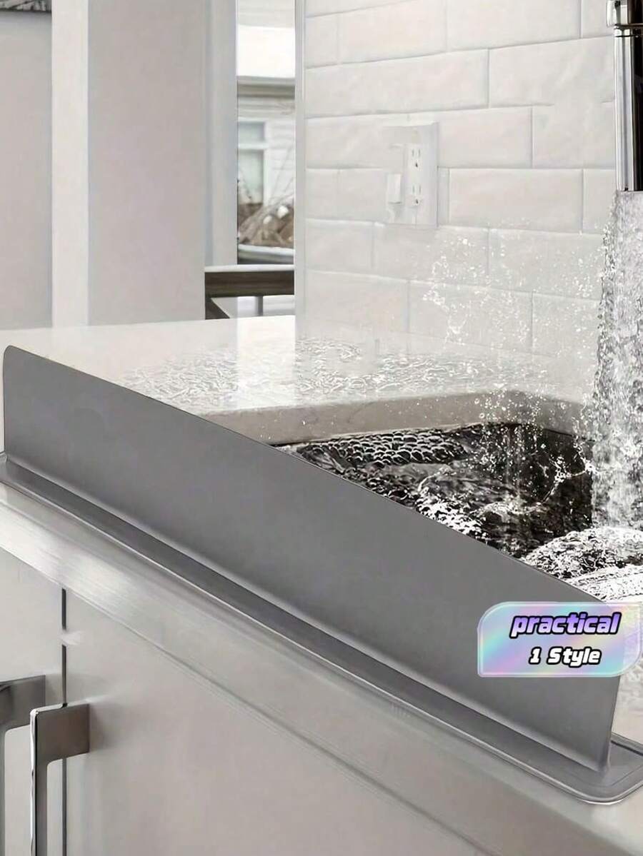 Silicone Sink Baffle Splash Guard With Suction Cup Splash Guard And Drip Catcher Tray Handle Drip Tray Kitchen Sink Mat Drip Tray Faucet Splash Cover Countertop Protector Bathroom Accessories Kitchen Essentials Household Items Kitchen Gadgets - A - View 1