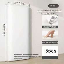 5 Pcs Self-Adhesive Wall Panels, Available In Black, White And Gray, Designed For Headboard. Soft Bedside Self-Adhesive Backrest, Sound-Insulating And Impact-Resistant Wall Panels, Removable Without Glue, Perfect For Decoration. - Soft Pack Of 5 - View 16