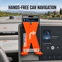 Teckwe 1pc Flexible Silicone Suction Cup Phone & Tablet Stand, Foldable Portable Hands-Free Holder With 8 Strong Suction Cups, For Video Recording, Travel, Car, Desk & Smooth Surfaces - Orange - View 2