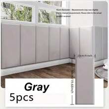 5 Pcs Self-Adhesive Wall Panels, Available In Black, White And Gray, Designed For Headboard. Soft Bedside Self-Adhesive Backrest, Sound-Insulating And Impact-Resistant Wall Panels, Removable Without Glue, Perfect For Decoration. - Soft Pack Of 5 - View 15