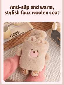 1 Unisex Cartoon Flocking Hot Water Bag, Large Capacity, Repeatable Irrigation, Explosion-Proof, Leak-Proof, Detachable, Hand Warmer, Suitable For Winter Outdoor Camping, Travel, Home, Office, School, Dormitory, Daily Use - Multicolor - View 7