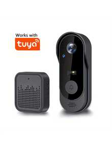 Smart Wireless Video Doorbell Camera,Night Vision Real‑Time Alert,Voice Changer,Photo & Video Recording,Two‑Way Audio Intercom Security Doorbell Cam - Black - View 2
