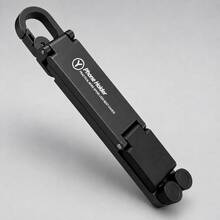 Teckwe Aluminum Alloy Mini Foldable Phone Stand With Keychain Carabiner, Portable Compact Travel Phone Holder, Adjustable Desktop Stand For Smartphones Up To 20.32 Cm - Black - View 2