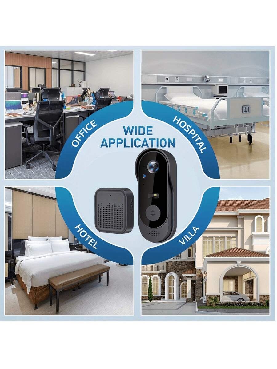 Smart Wireless Video Doorbell Camera,Night Vision Real‑Time Alert,Voice Changer,Photo & Video Recording,Two‑Way Audio Intercom Security Doorbell Cam - Black - View 1