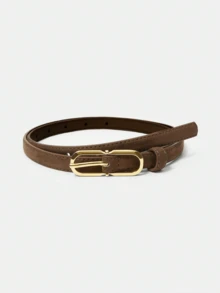MOTF PREMIUM SLIM GOLDTONE BUCKLE BELT ELEGANT,SCHOOL - Coffee - View 5