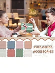 4/8/16/24/32PCS Scalloped Edge Sticky Notes 3x3 Inch Retro Colors Self Adhesive Memo Pads For School Office Home Supplies Planning Journaling Gift - one-size - View 5