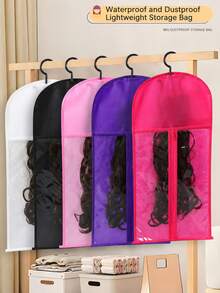 Non-Woven Wig Storage Bag With Clear PVC Window, Waterproof Hanging Wig Pouch, Travel Cosplay Comic Con Wig Organizer Bag - Multicolor - View 2