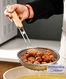 Stainless Steel Colander For Household Use For Scooping Noodles, Dumplings, And For Use In Hot Pot. Large-Sized Kitchen Oil-Frying Strainer And Filter Screen. - Multicolor - View 1