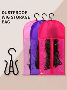 Non-Woven Wig Storage Bag With Clear PVC Window, Waterproof Hanging Wig Pouch, Travel Cosplay Comic Con Wig Organizer Bag - Multicolor - View 5