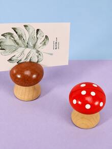 Joivida 1pc/2pcs Wood Mushroom-Shaped Message Holder & Photo Display - Artificial Wood Desk With & Suitable For Office Decor, Photo Frame, Holder, Decoration For Materials - Multicolor - View 1