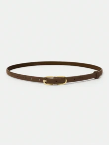 MOTF PREMIUM SLIM GOLDTONE BUCKLE BELT ELEGANT,SCHOOL - Coffee - View 2