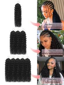 Boho Braids Miracle Knot 真人钩编发，100% Remy 真人发，羽毛线钩编发辫，沙龙级丝滑无缝隐形自然黑色 Jerry Curl，Miracle Knots 羽毛钩编真人发辫，适合发量较少的女性，微型预环钩编真人发 Jerry Curl 接发 - Natural Black - 查看 5