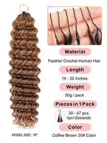Boho Braids Miracle Knots 钩编真人发，100% Remy 真人发，羽毛线钩编发辫，沙龙级丝滑无缝隐形纯色 30# 羽毛钩编真人发，适合细软发质女性，微预环钩编真人发，深波浪处女发接发 - S30 - 查看 2