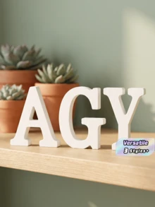 1pc 10CM White Unfinished Wooden Letters, Wall & Standing Decorative Letters, Sliced Sign Decor For Crafts, Home, Party, Birthday, Graduation, Ideal Gift Choice - White - View 1