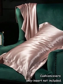 1pc Japanese Style Washed Silk Solid Color Cooling Breathable Soft Smooth Satin Pillowcase For Home Summer Bedding Bedroom Decor Hotel Supplies - strawberry color - View 4