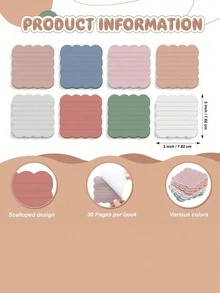4/8/16/24/32PCS Scalloped Edge Sticky Notes 3x3 Inch Retro Colors Self Adhesive Memo Pads For School Office Home Supplies Planning Journaling Gift - one-size - View 6