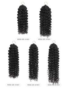 Boho Braids Miracle Knot 真人钩编发，100% Remy 真人发，羽毛线钩编发辫，沙龙级丝滑无缝隐形自然黑色 Jerry Curl，Miracle Knots 羽毛钩编真人发辫，适合发量较少的女性，微型预环钩编真人发 Jerry Curl 接发 - Natural Black - 查看 3