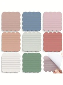 4/8/16/24/32PCS Scalloped Edge Sticky Notes 3x3 Inch Retro Colors Self Adhesive Memo Pads For School Office Home Supplies Planning Journaling Gift - one-size - View 3