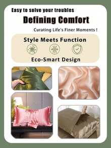 1pc Japanese Style Washed Silk Solid Color Cooling Breathable Soft Smooth Satin Pillowcase For Home Summer Bedding Bedroom Decor Hotel Supplies - strawberry color - View 6