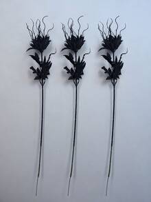 Muroi Mono 1/3pcs Black Artificial Flowers, Faux Fake Flower Stems, Decorative Simulation Floral Branches, For Wedding Aisle Backdrop Arrangement, Hotel Decor, Party Layout, Living Room, Study Room, Dining Table Display, Home Vase Table Centerpiece Decoration - Multicolor - View 7