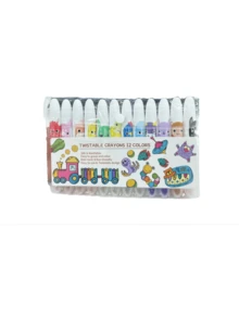 12/24pcs Cute Jumbo Wax Crayons, 12 Colors Rotary Wax Crayons, Washable Wax Crayons, Smooth Large Wax Crayons, Suitable For Coloring And Painting - multicolor - View 2