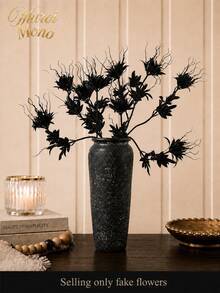 Muroi Mono 1/3pcs Black Artificial Flowers, Faux Fake Flower Stems, Decorative Simulation Floral Branches, For Wedding Aisle Backdrop Arrangement, Hotel Decor, Party Layout, Living Room, Study Room, Dining Table Display, Home Vase Table Centerpiece Decoration - Multicolor - View 1
