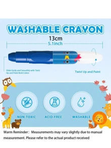 12/24pcs Cute Jumbo Wax Crayons, 12 Colors Rotary Wax Crayons, Washable Wax Crayons, Smooth Large Wax Crayons, Suitable For Coloring And Painting - multicolor - View 9