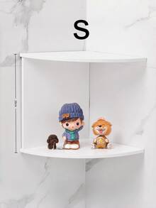 1pc Creative 5‑Tier Semi‑Circular Corner Wall‑Mounted Storage Shelf, Floating Corner Bookshelf Display Rack For Bedroom Living Room, Light Bar Not Included - White - View 9