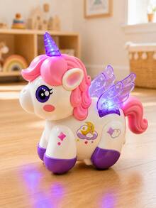 Electric Stunt Spinning Unicorn Toy, Rechargeable With Music & Lights, Cartoon Animal Shaped Toy For Girls,Toys For Kids Kids Toys Fidget Toys Fidget Toys For Kids Travel Toys,Sensory Toys Boys Toys Toys For Girl Games,Toys For Girl,Boys Toys - Multicolor - View 2