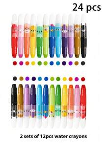 12/24pcs Cute Jumbo Wax Crayons, 12 Colors Rotary Wax Crayons, Washable Wax Crayons, Smooth Large Wax Crayons, Suitable For Coloring And Painting - multicolor - View 10