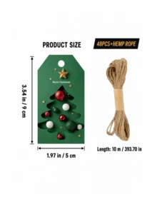 Muroi Mono 48pcs Holly/Christmas Tree Berry Hang Tags, Vintage Style, Gift Wrapping Labels, Christmas Holiday, DIY Decorative Cards, Party Favors, Baking Hang Tags - multicolor - View 6