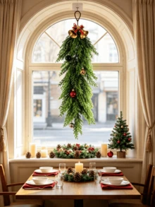 Simulated Christmas Pine Needle Wreath, Wall Hanging Vine, Holiday Decoration Christmas Greenery - multicolor - View 4