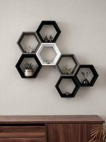3/4Pcs Hexagon Floating Shelves, Nordic Wall Mount Storage Rack, Creative Geometric Decor Shelf For Living Room & Entryway - multicolor - View 4