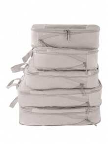 Found Favorite Compression Storage Bag, Clothing Storage, Travel Storage Bag Set, Reusable Waterproof Large Capacity Compression Organizing Bag, Double-Layer - Beige - View 2