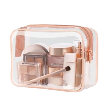 Found Favorite 1/3/6/9 Transparent Cosmetic Bag, Portable Travel Toiletry Bag With Zipper, Transparent Organizer Bag, PVC Cosmetic Storage Bag - Pink - View 20