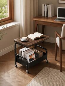 2 Styles Rolling Nightstand Cart, Movable Side Table Snack Storage Organizer Cart, Multi‑Tier Floor Shelf For Bedroom Bedside, Living Room Sofa Side, Simple Home Bedroom Storage Trolley - Multicolor - View 8