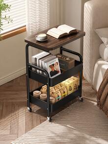2 Styles Rolling Nightstand Cart, Movable Side Table Snack Storage Organizer Cart, Multi‑Tier Floor Shelf For Bedroom Bedside, Living Room Sofa Side, Simple Home Bedroom Storage Trolley - Multicolor - View 6