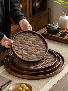 Walnut Tray Wood Tea Tray Fruit Tray Household Tea Tray Hotel Rectangular Bread Dim Sum Tray - Multicolor - View 4
