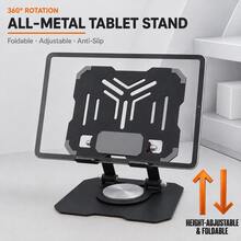 Teckwe 360° Rotating All-Metal Tablet Stand, Foldable Multi-Angle Desktop Holder For IPad, Tablets And Phones, Suitable For Office, Study, Live Streaming And Video Watching - View 5