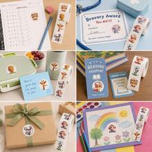 SHEIN 500 Stickers/Roll, Marine Animals Encourage Graffiti Roll Sticker 1 Inch Round 3 Styles 24 Kinds Of Cartoon Patterns, Creative Hand Book Scrapbook Sti - Multicolor - View 2