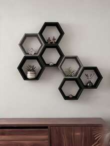 3/4Pcs Hexagon Floating Shelves, Nordic Wall Mount Storage Rack, Creative Geometric Decor Shelf For Living Room & Entryway - multicolor - View 2