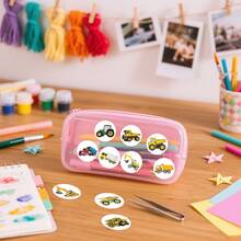SHEIN 500 Stickers/Roll, 2 Types Of Cartoon Construction Vehicle Reward Graffiti Stickers To Choose From, Each 8 Kinds Of Construction Vehicle Cartoon Patte - Multicolor - View 4